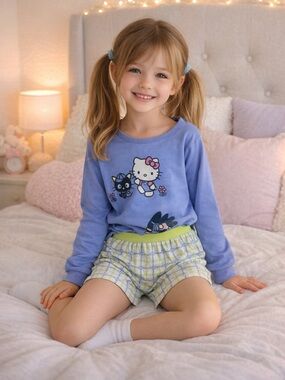 Hello Kitty Pajama Set 2 Piece Girls Cute Cozy Sleepwear NWT